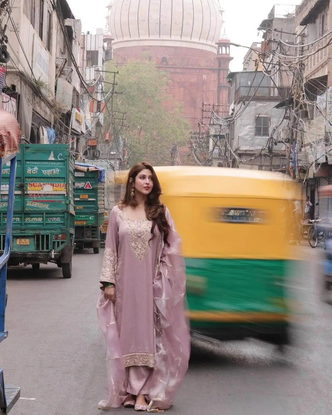 Sonarika Bhadoria Wearing Indian Traditional Pink Gown